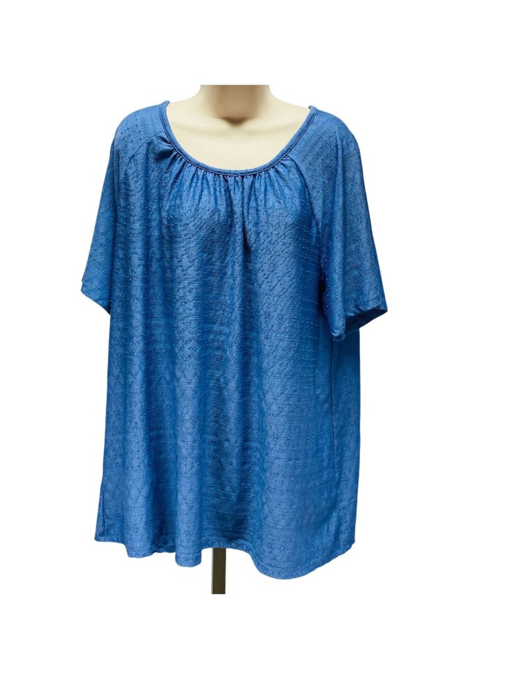 Como Vintage Womens Blue Purple Textured Short-Sleeve Top 2X